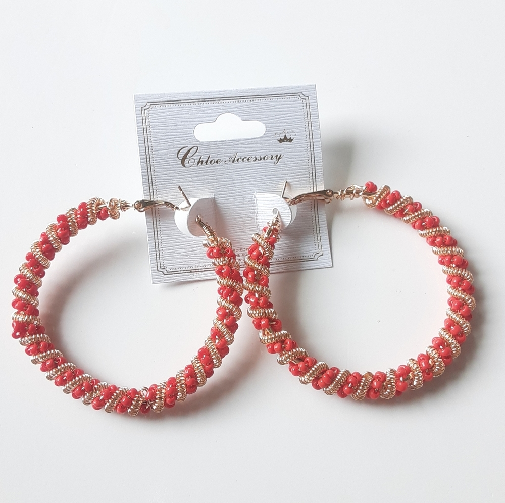 Chloe Accessory Beaded Hoop Earrings